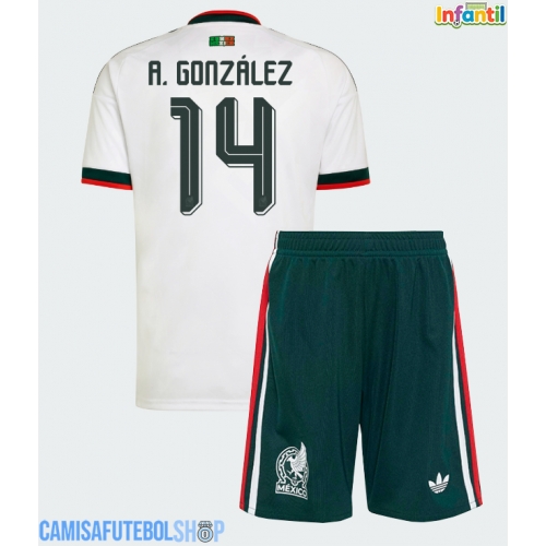 Camisa de time de futebol México Armando Gonzalez #14 Replicas 2º Equipamento Infantil Mundo 2026 Manga Curta (+ Calças curtas)